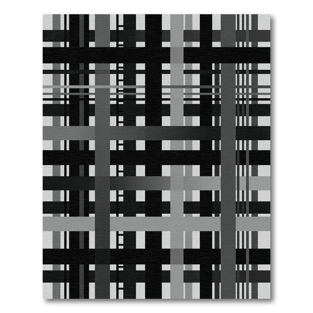 Modern Monochrome Geometric Grid Plaid Rug