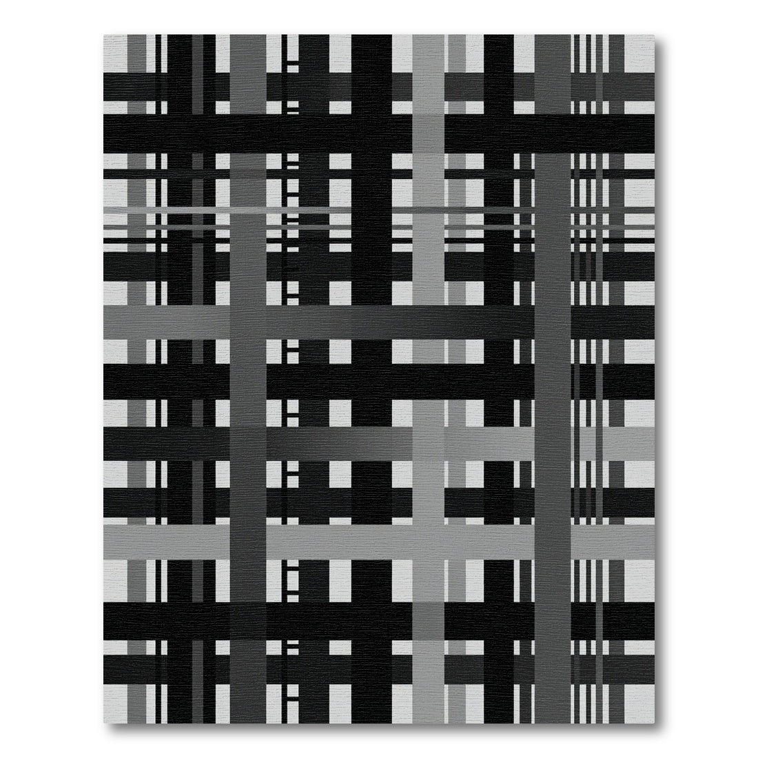Modern Monochrome Geometric Grid Plaid Rug