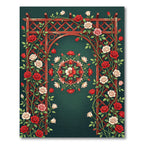 Crimson Rose Garden Floral Medallion Rug