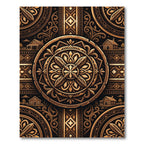Bronze Ornamental Mandala Folk Cabin Rug