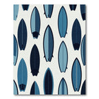 Minimalist Blue Surfboard Seamless Composition Rug