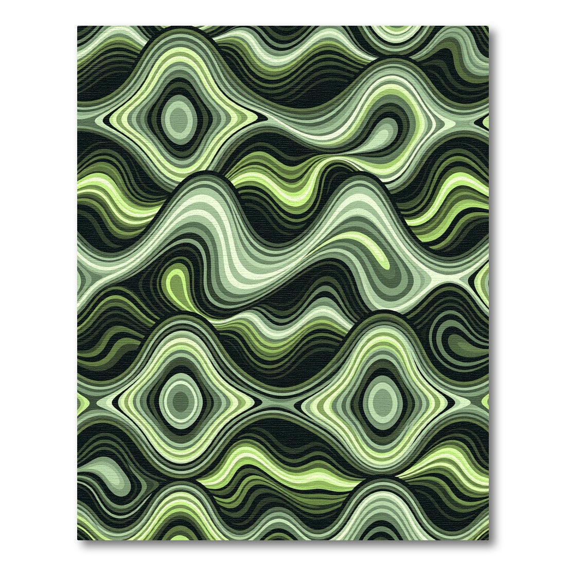 Green Muted Organic Swirls Rug