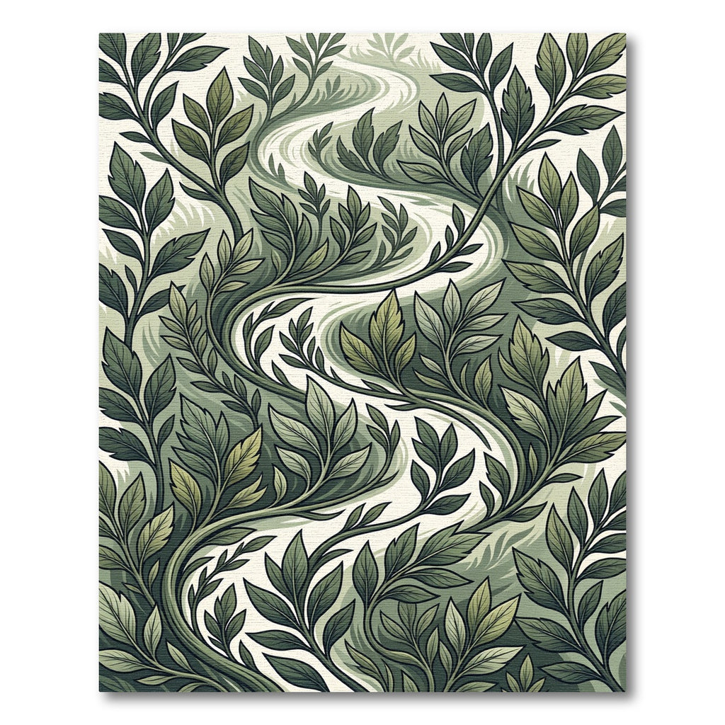 Lush Verdant Botanical Leaf Flow Rug