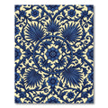 Deep Blue Floral Vine Composition Rug