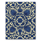 Deep Blue Floral Vine Composition Rug