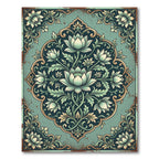 Ethereal Sage Lotus Medallion Floral Rug