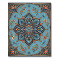 Azure Floral Medallion with Ornate Foliage Rug