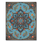 Azure Floral Medallion with Ornate Foliage Rug