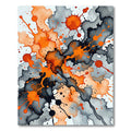 Vibrant Orange and Charcoal Ink Splatter Rug