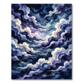 Dramatic Indigo Swirling Cloudscape Rug