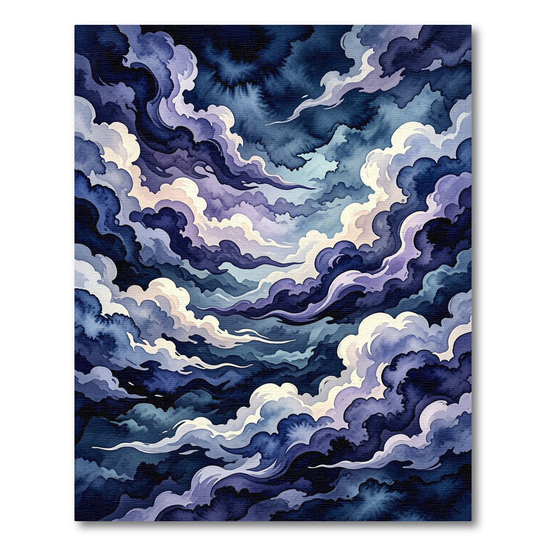 Dramatic Indigo Swirling Cloudscape Rug
