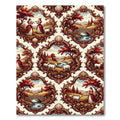 Antique Pastoral Scene Framing Rug