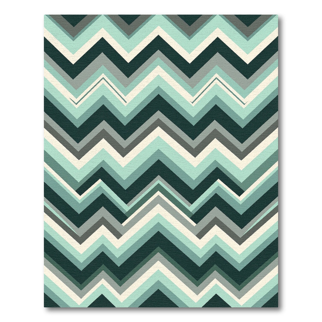 Modern Teal and Charcoal Chevron Rug