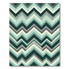 Modern Teal and Charcoal Chevron Rug