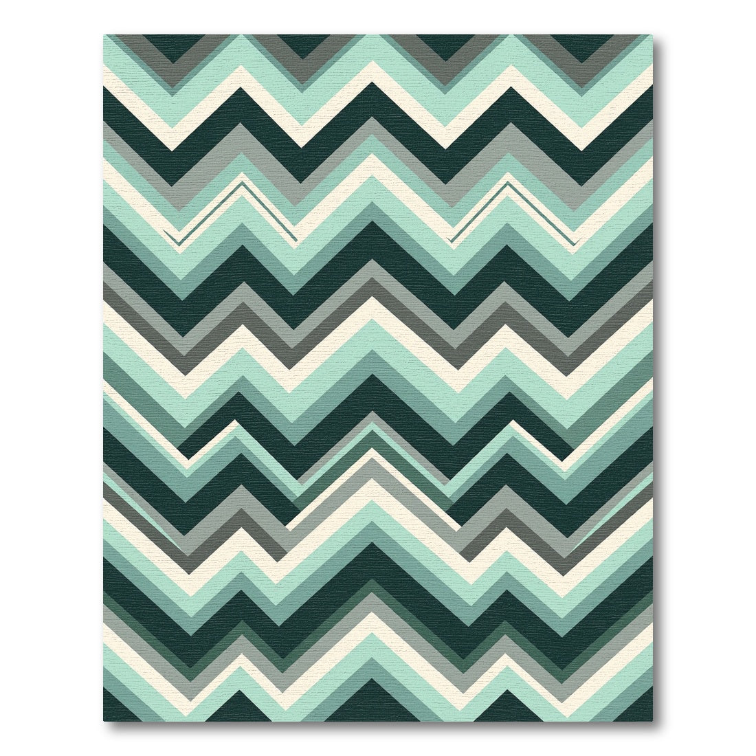 Modern Teal and Charcoal Chevron Rug