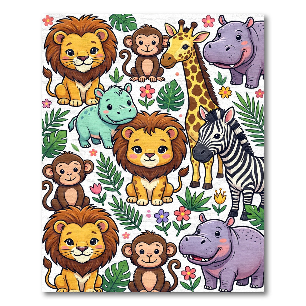 Playful Jungle Safari Creatures Animals Rug