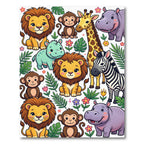 Playful Jungle Safari Creatures Animals Rug