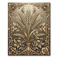 Ornate Golden Wheat Bundle Scrollwork Rug