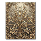 Ornate Golden Wheat Bundle Scrollwork Rug