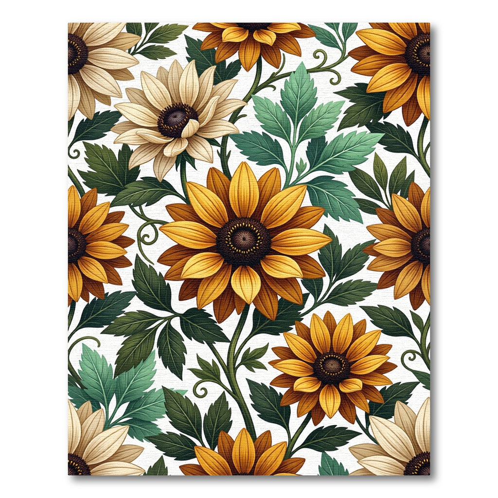 Golden Sunflowers with Verdant Foliage Rug