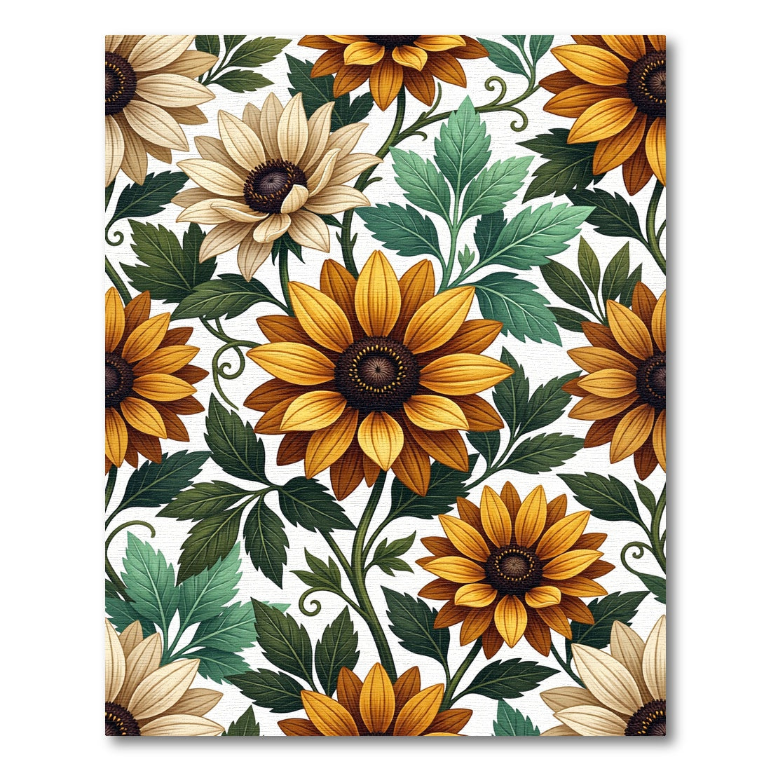 Golden Sunflowers with Verdant Foliage Rug