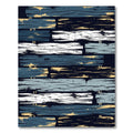 Textured Blue and Cream Slatted Planks Rug