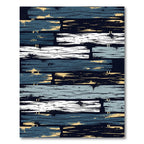 Textured Blue and Cream Slatted Planks Rug