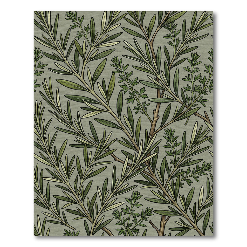 Sage Botanical Rosemary Leaf Foliage Rug