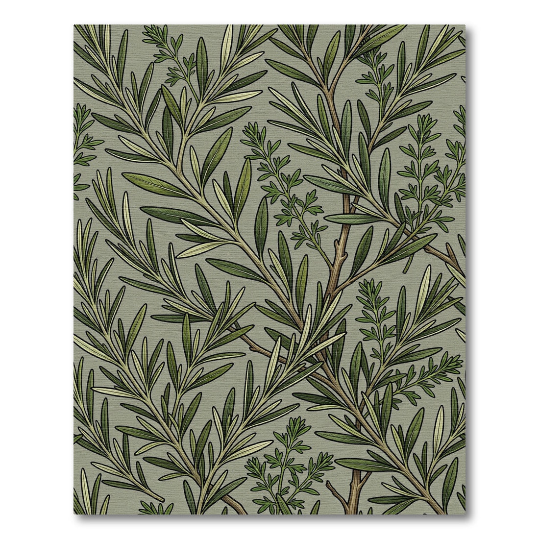 Sage Botanical Rosemary Leaf Foliage Rug