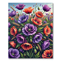 Vibrant Purple and Orange Poppy Garden Rug
