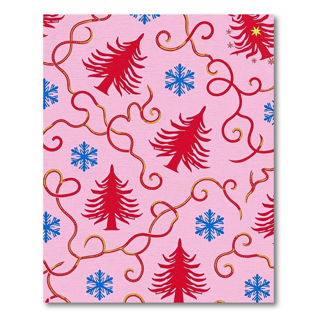 Pink Red Tree Snowflake Swirl Rug