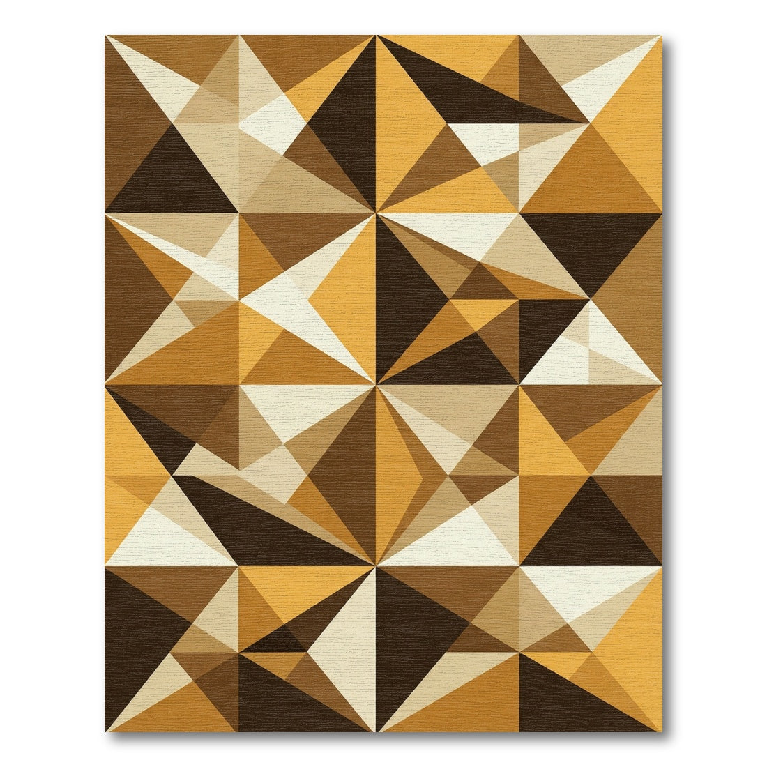 Modern Geometric Ochre Brown Triangle Rug