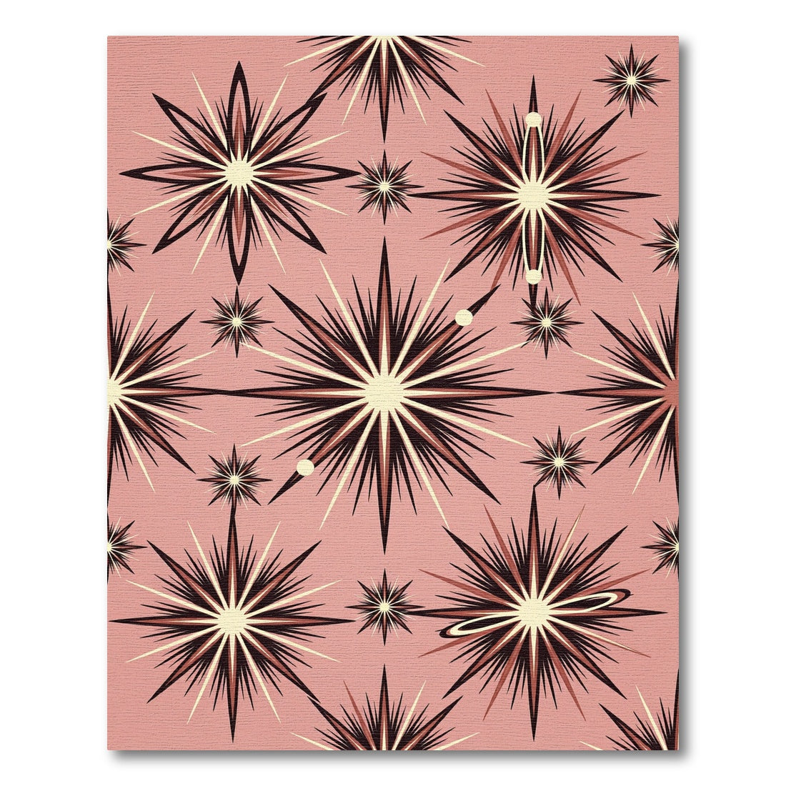 Mid-Century Pink Starburst Celestial Mural Rug