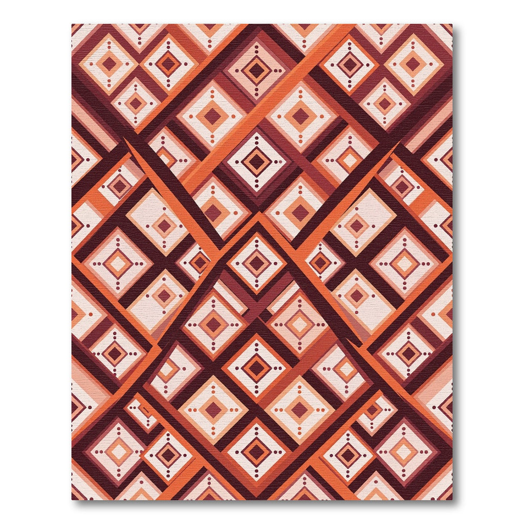Terracotta Diamond Rows Geometric Rug