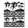 Monochromatic Tribal Storm Mountains Rug