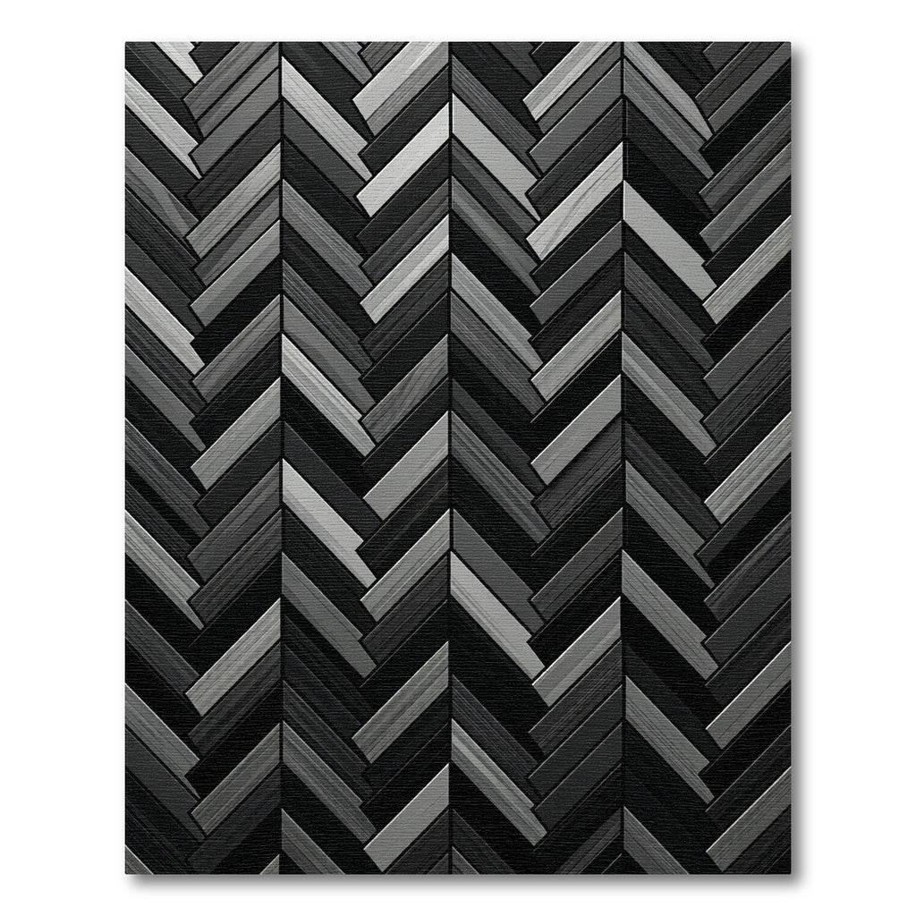 Monochrome Herringbone Charcoal Linear Arrangement Rug