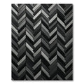 Monochrome Herringbone Charcoal Linear Arrangement Rug