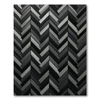 Monochrome Herringbone Charcoal Linear Arrangement Rug