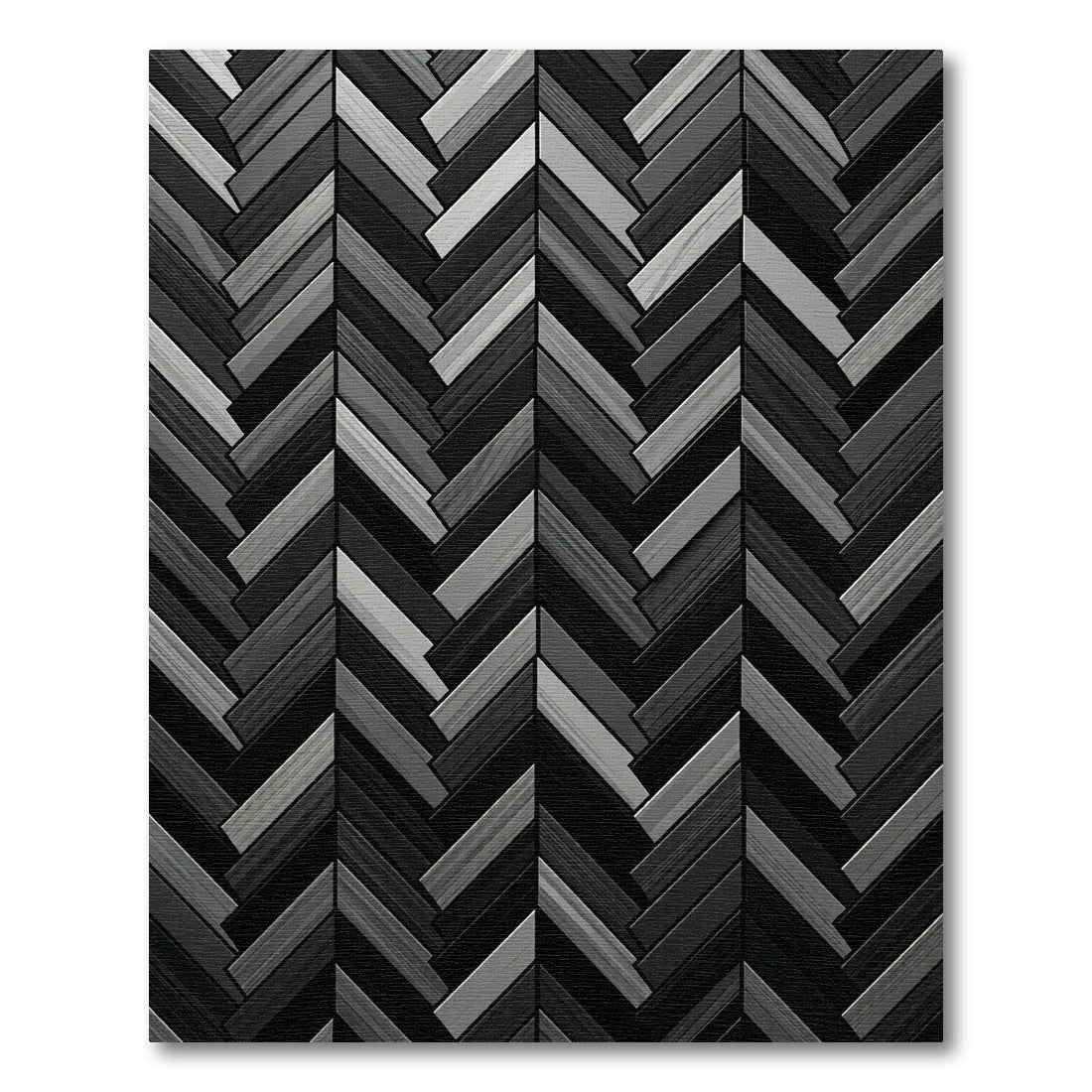 Monochrome Herringbone Charcoal Linear Arrangement Rug