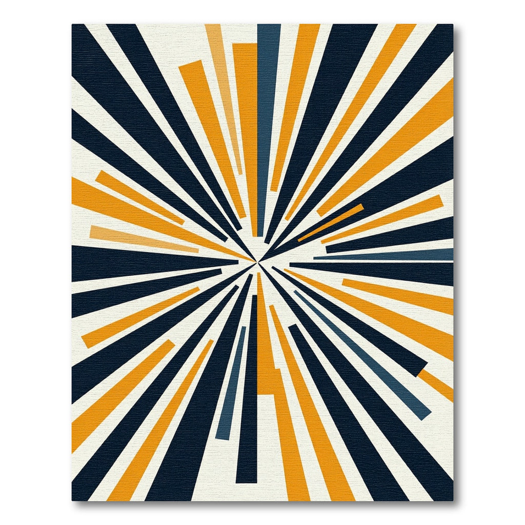 Radiating Lines Navy Orange Abstract Rug