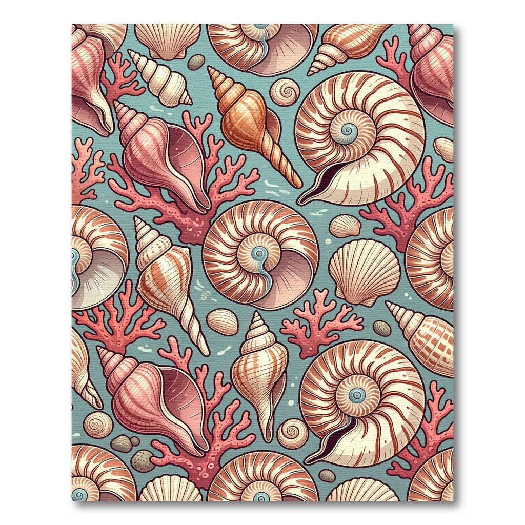 Coastal Seashells and Coral Ocean Art Rug