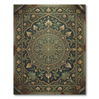 Elegant Emerald Ornate Floral Medallion Rug