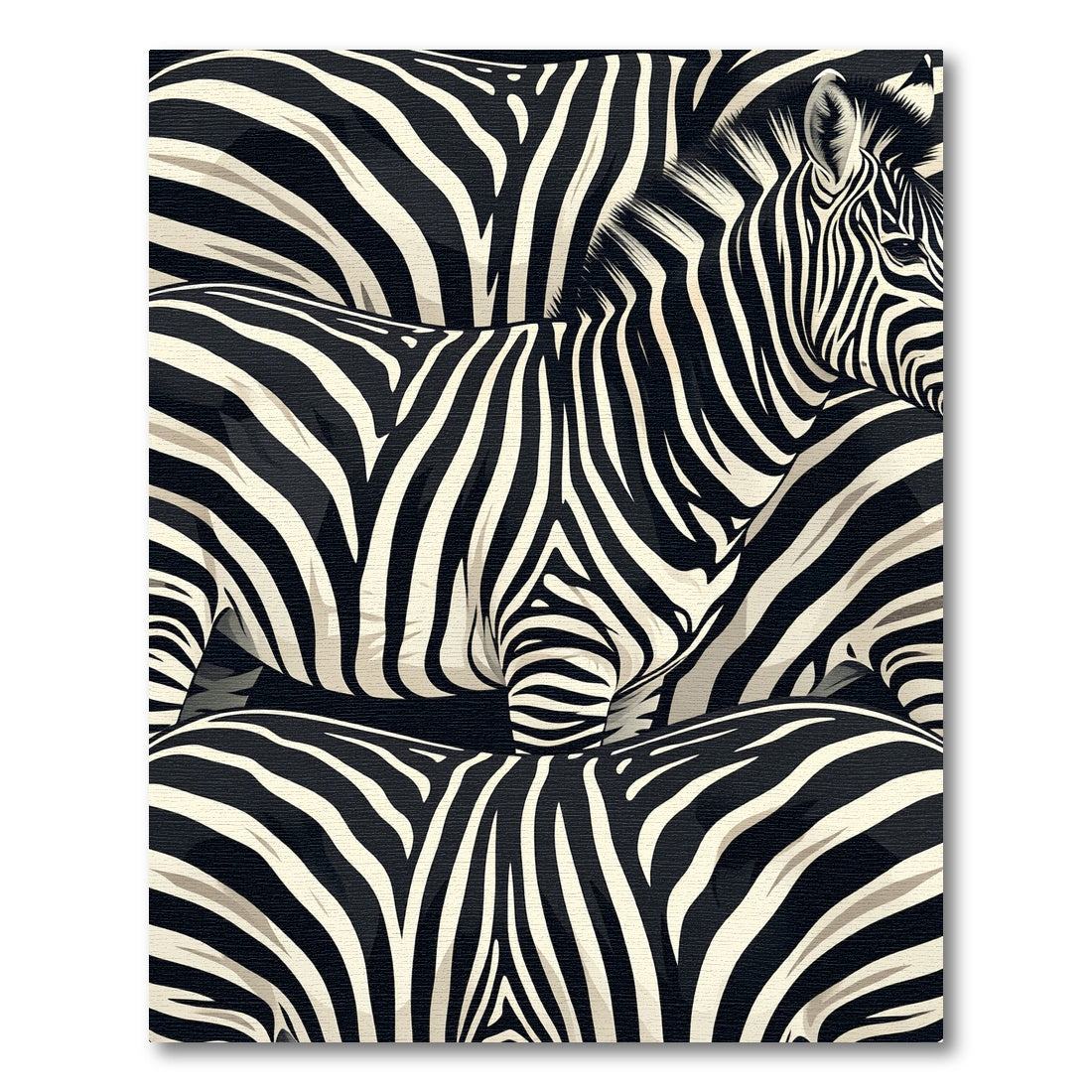 Bold Black White Zebra Stripe Collage Rug