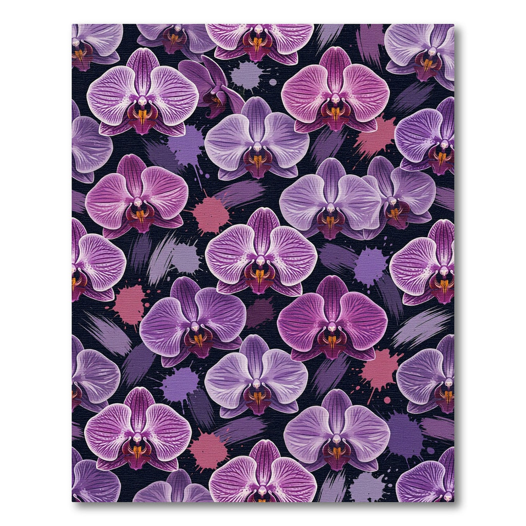 Vibrant Purple Orchid Abstract Ink Wash Rug