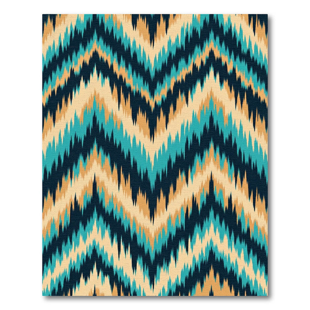 Teal Tan Navy Chevron Zigzag Rug