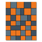 Bold Orange Blue Geometric Blocks Rug