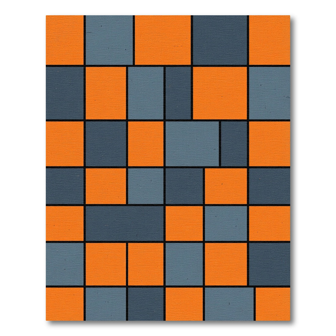 Bold Orange Blue Geometric Blocks Rug