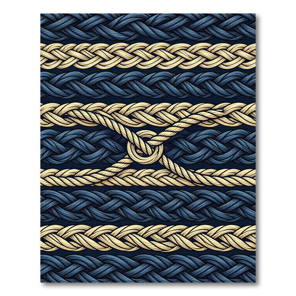 Navy Gold Braided Rope Texture Rug