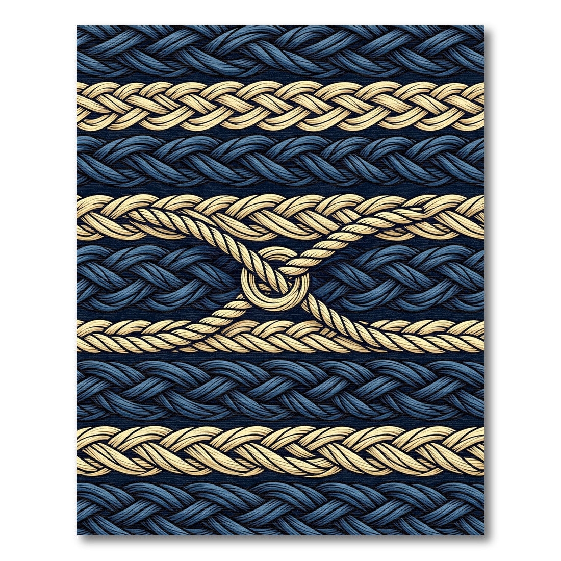 Navy Gold Braided Rope Texture Rug