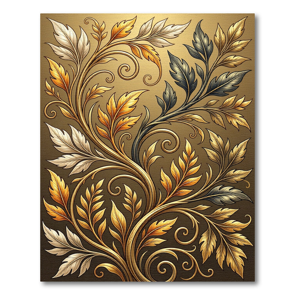 Elegant Gilded Filigree Botanical Swirl Rug